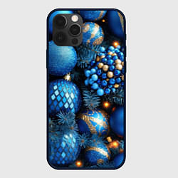 Чехол для iPhone 12 Pro Max Синие новогодние игрушки на елке, цвет: 3D-черный