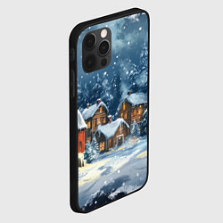 Чехол для iPhone 12 Pro Max Заснеженный предновогодний город, цвет: 3D-черный — фото 2