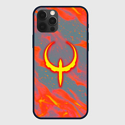 Чехол для iPhone 12 Pro Max Quake огонь лого, цвет: 3D-черный