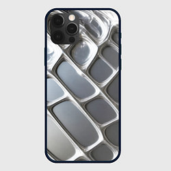 Чехол для iPhone 12 Pro Max Полированный металл серебряный, цвет: 3D-черный