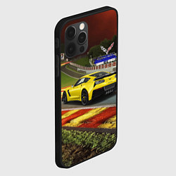 Чехол для iPhone 12 Pro Max Chevrolet Corvette на гоночной трассе, цвет: 3D-черный — фото 2