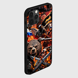 Чехол для iPhone 12 Pro Max Русский медведь воин на фоне военной техники, цвет: 3D-черный — фото 2