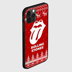 Чехол для iPhone 12 Pro Max Новогодний Rolling Stones с оленями, цвет: 3D-черный — фото 2
