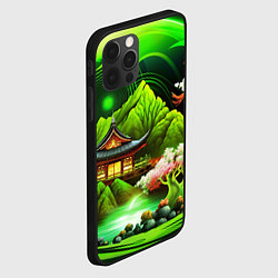 Чехол для iPhone 12 Pro Max Природа Японии в зеленых цветах, цвет: 3D-черный — фото 2