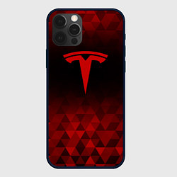 Чехол для iPhone 12 Pro Max Tesla red poly, цвет: 3D-черный