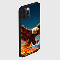 Чехол для iPhone 12 Pro Max Парящий над огнем орел, цвет: 3D-черный — фото 2