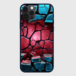 Чехол для iPhone 12 Pro Max Объемные слои разбитых плит, цвет: 3D-черный