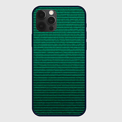 Чехол для iPhone 12 Pro Max Зелёный текстурированный в чёрную полоску, цвет: 3D-черный