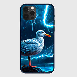 Чехол для iPhone 12 Pro Max Чайка и молния, цвет: 3D-черный