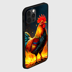 Чехол для iPhone 12 Pro Max Петух в огне, цвет: 3D-черный — фото 2