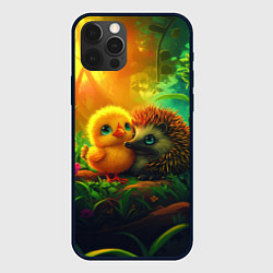 Чехол для iPhone 12 Pro Max Ежик и цыпленок 14 февраля, цвет: 3D-черный