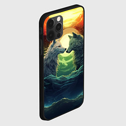 Чехол для iPhone 12 Pro Max Влюбленные волки полнолуние, цвет: 3D-черный — фото 2