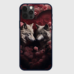 Чехол для iPhone 12 Pro Max Волк и волчица в сердце, цвет: 3D-черный
