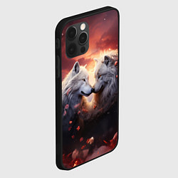 Чехол для iPhone 12 Pro Max Влюбленные волки в цветах, цвет: 3D-черный — фото 2