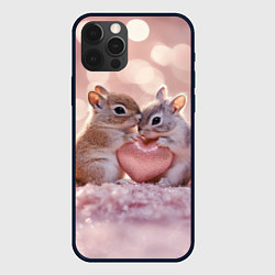 Чехол для iPhone 12 Pro Max Влюбленные белочки с сердечком, цвет: 3D-черный