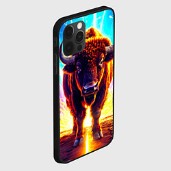 Чехол для iPhone 12 Pro Max Буйвол в неонновых лучах, цвет: 3D-черный — фото 2