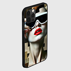 Чехол для iPhone 12 Pro Max Коллаж с девушкой в очках, цвет: 3D-черный — фото 2