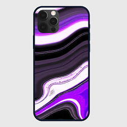 Чехол для iPhone 12 Pro Max Волнистые горизонтальные чёрно-фиолетовые полосы н, цвет: 3D-черный