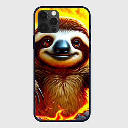 Чехол для iPhone 12 Pro Max Ленивец в огненной лаве, цвет: 3D-черный