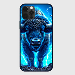 Чехол для iPhone 12 Pro Max Буйвол в разряде молнии, цвет: 3D-черный