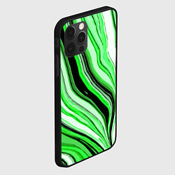 Чехол для iPhone 12 Pro Max Волнистые вертикальные чёрно-зелёные полосы, цвет: 3D-черный — фото 2