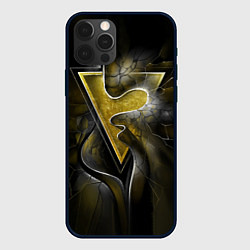 Чехол для iPhone 12 Pro Max Золотой треугольник под стеклянной вуалью с волнам, цвет: 3D-черный