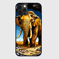 Чехол для iPhone 12 Pro Max Слон в пещере, цвет: 3D-черный