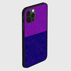 Чехол для iPhone 12 Pro Max Фиолетовый синий узор с абстрактными линиями, цвет: 3D-черный — фото 2