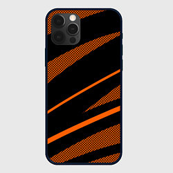 Чехол для iPhone 12 Pro Max Чёрно-оранжевый абстракция с полосой, цвет: 3D-черный