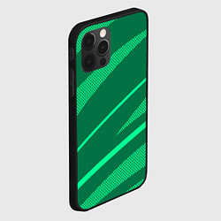Чехол для iPhone 12 Pro Max Зелёный абстракция с полосами, цвет: 3D-черный — фото 2