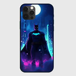 Чехол для iPhone 12 Pro Max Бэтмен неоновый город, цвет: 3D-черный
