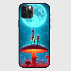 Чехол для iPhone 12 Pro Max Рик и Морти в стране неоновых гигантских грибов, цвет: 3D-черный