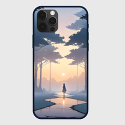 Чехол для iPhone 12 Pro Max В лесу на закате, цвет: 3D-черный