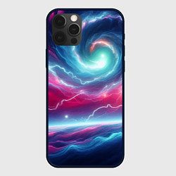 Чехол для iPhone 12 Pro Max Spiral neon galaxy - ai art fantasy, цвет: 3D-черный