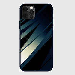 Чехол для iPhone 12 Pro Max Чёрно-синий абстрактный с полосами, цвет: 3D-черный