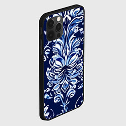 Чехол для iPhone 12 Pro Max Гжель русский орнамент королевский синий, цвет: 3D-черный — фото 2
