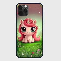 Чехол для iPhone 12 Pro Max Единорожка в зеленом лесу, цвет: 3D-черный