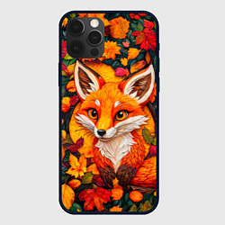 Чехол для iPhone 12 Pro Max Лисенок в осенних листьях, цвет: 3D-черный