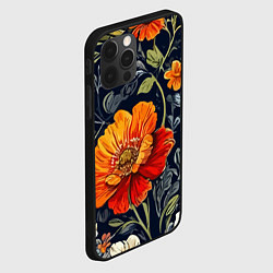 Чехол для iPhone 12 Pro Max Маки и пионы старинный паттерн, цвет: 3D-черный — фото 2