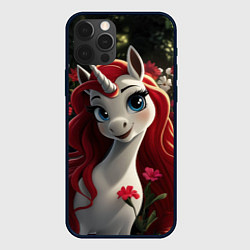Чехол для iPhone 12 Pro Max Единорожка с рыжими волосами, цвет: 3D-черный