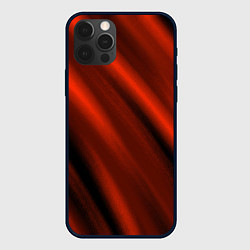 Чехол для iPhone 12 Pro Max Красно-оранжевый полосы текстурные с затемнением, цвет: 3D-черный
