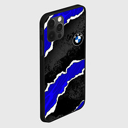 Чехол для iPhone 12 Pro Max BMW - синие разрывы, цвет: 3D-черный — фото 2