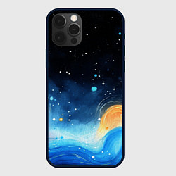 Чехол для iPhone 12 Pro Max Синяя магическая краска, цвет: 3D-черный