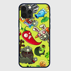 Чехол для iPhone 12 Pro Max Растения против зомби с героями, цвет: 3D-черный