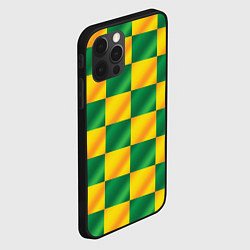 Чехол для iPhone 12 Pro Max Желтый и зеленый геометрический паттерн, цвет: 3D-черный — фото 2