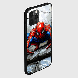 Чехол для iPhone 12 Pro Max Человек-паук палзет на стене, цвет: 3D-черный — фото 2
