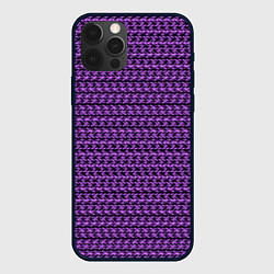 Чехол для iPhone 12 Pro Max Фиолетовый полосы узоры, цвет: 3D-черный