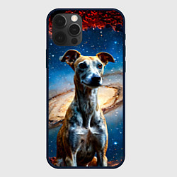 Чехол для iPhone 12 Pro Max Уиппет в космосе, цвет: 3D-черный