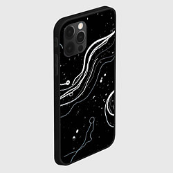Чехол для iPhone 12 Pro Max Белые линии абстракция, цвет: 3D-черный — фото 2