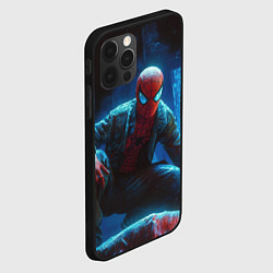 Чехол для iPhone 12 Pro Max Человек паук сидя, цвет: 3D-черный — фото 2